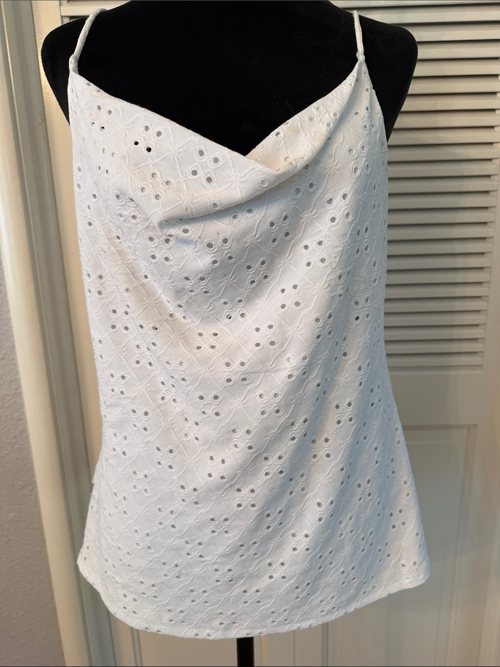 CeCe White Eyelet Camisole with Cowl Detail
